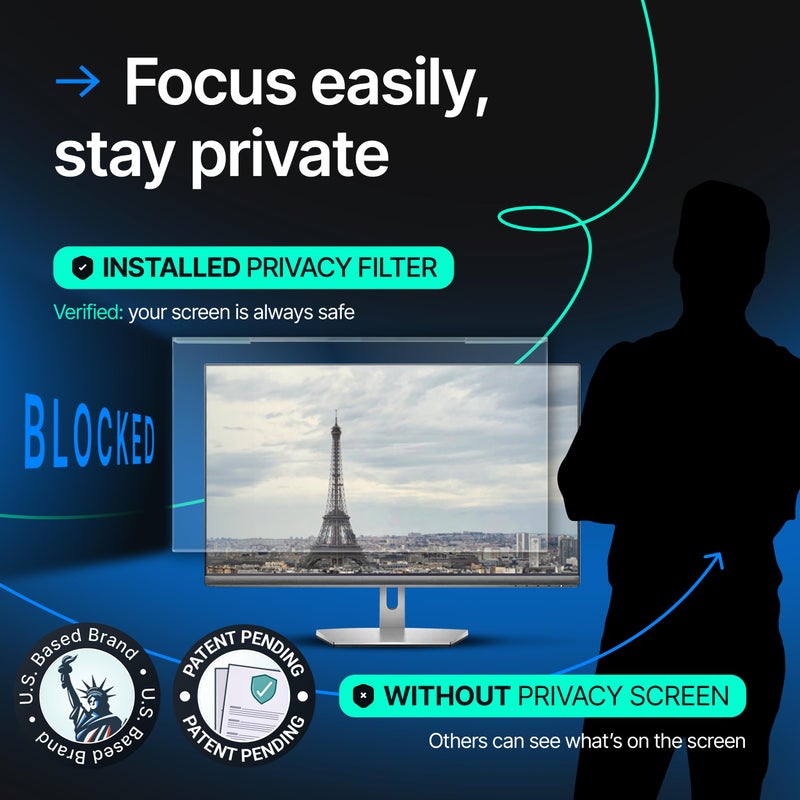 VINTEZ Acrylic 21.5 Inch Computer Privacy Screen Filter for Widescreen Computer Monitors - 19.3" x 11.3" (491 x 288mm) - Monitor Frame Hanging Type - Image 2